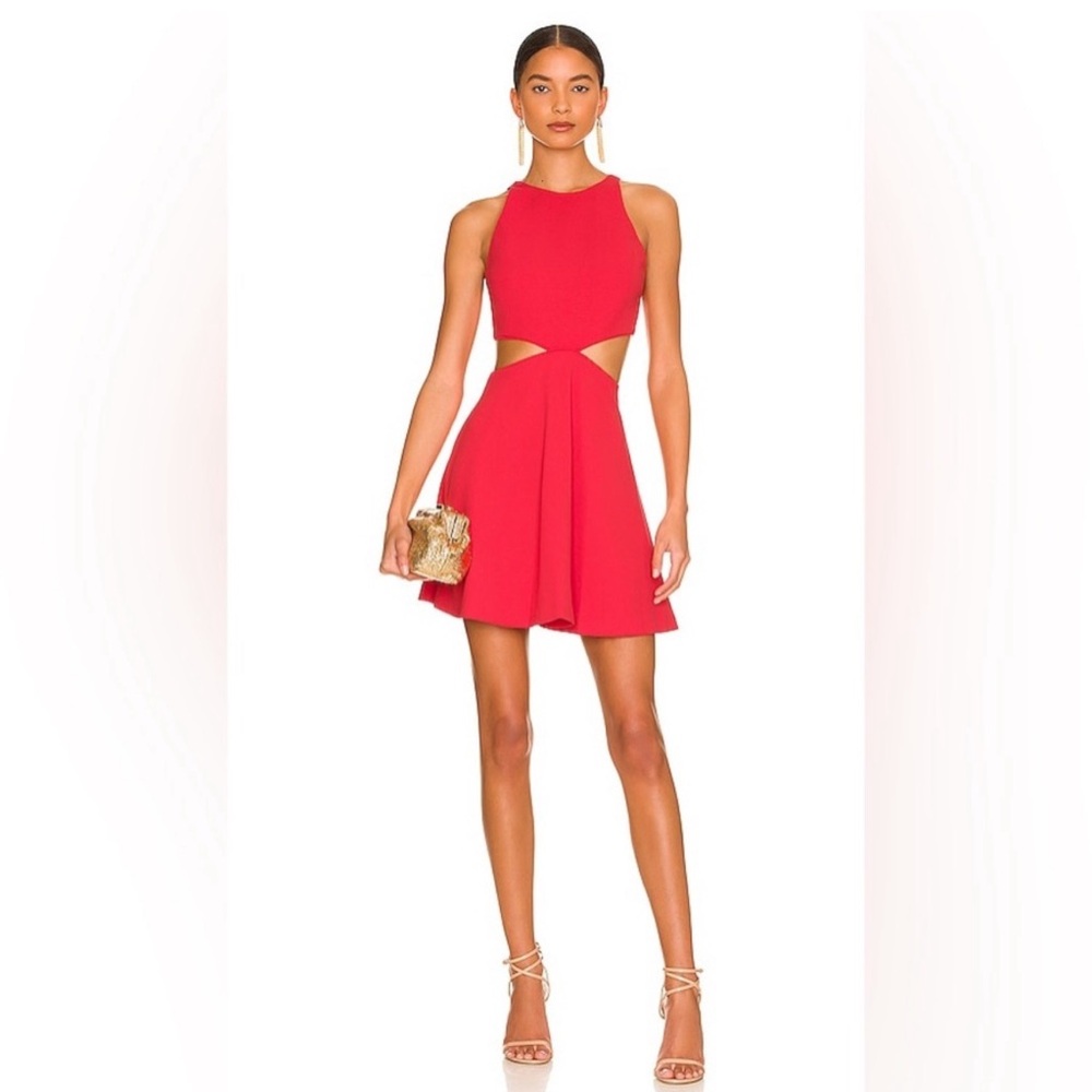 Alice + Olivia Cara Fit Flare Dress in Bright Poppy